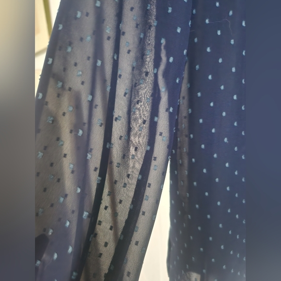Tommy Hilfiger Sheer Blue Polka Dot button up - Picture 2 of 2